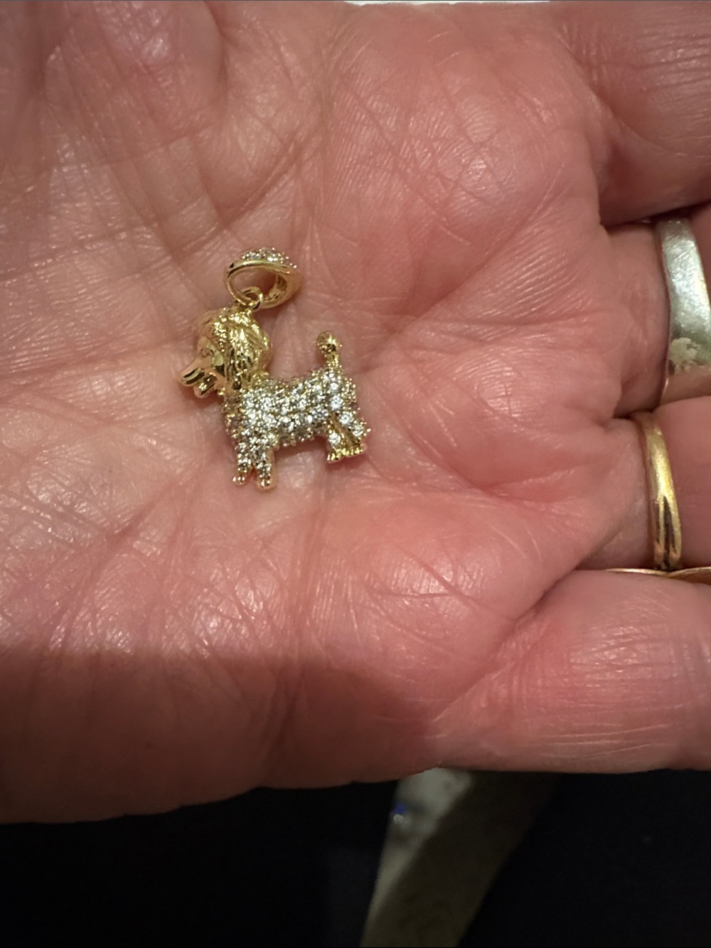 Gold Dog Paw Crystal Pendant Charm